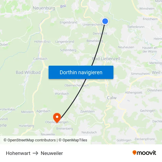Hohenwart to Neuweiler map