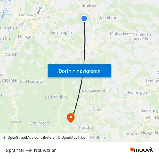 Sprantal to Neuweiler map