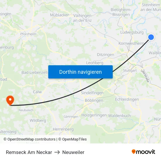 Remseck Am Neckar to Neuweiler map