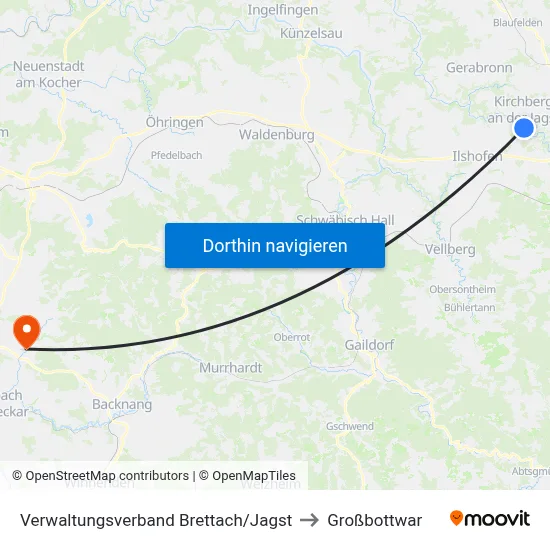 Verwaltungsverband Brettach/Jagst to Großbottwar map