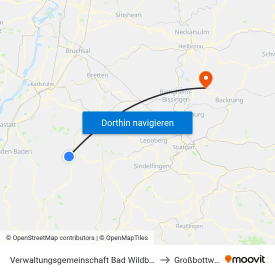 Verwaltungsgemeinschaft Bad Wildbad to Großbottwar map