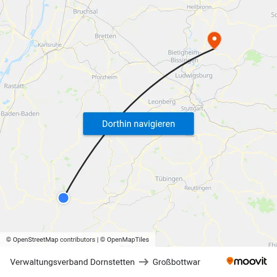 Verwaltungsverband Dornstetten to Großbottwar map