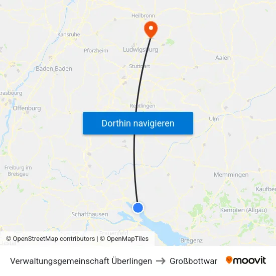 Verwaltungsgemeinschaft Überlingen to Großbottwar map