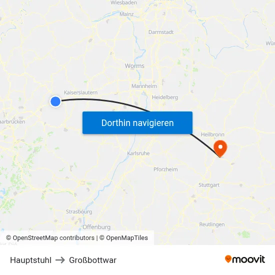 Hauptstuhl to Großbottwar map
