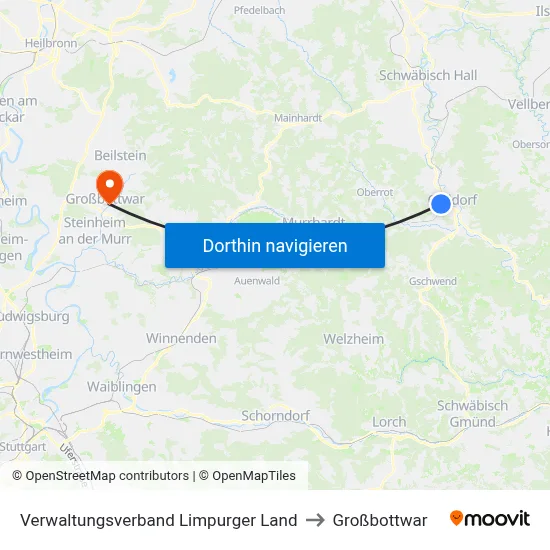 Verwaltungsverband Limpurger Land to Großbottwar map