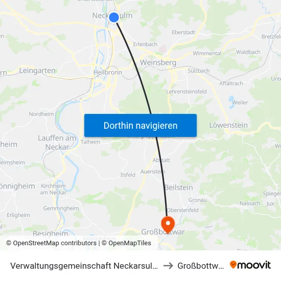Verwaltungsgemeinschaft Neckarsulm to Großbottwar map