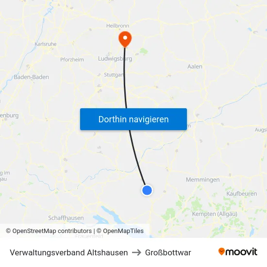 Verwaltungsverband Altshausen to Großbottwar map