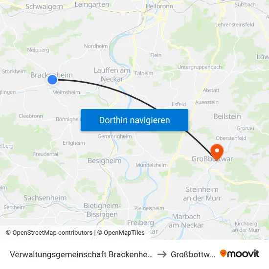 Verwaltungsgemeinschaft Brackenheim to Großbottwar map
