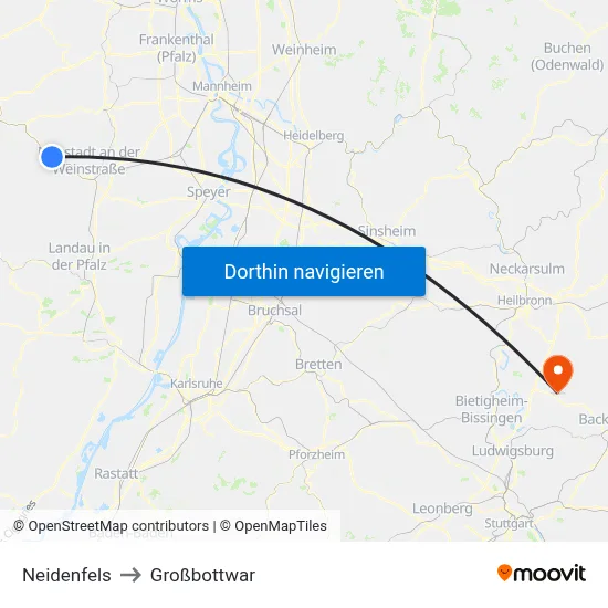 Neidenfels to Großbottwar map