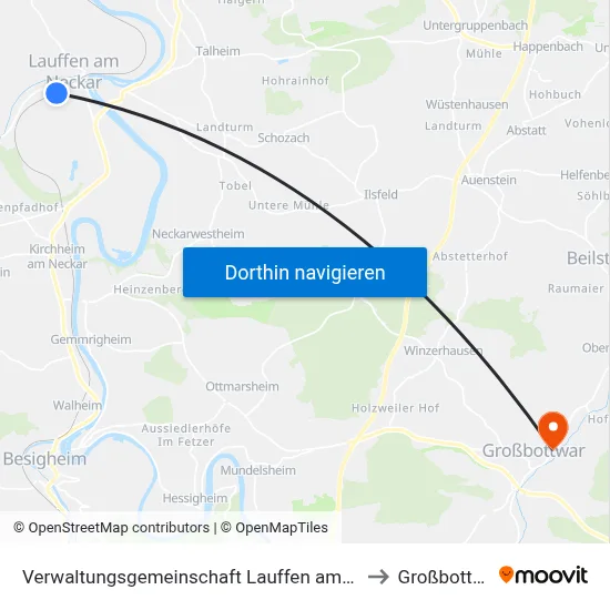 Verwaltungsgemeinschaft Lauffen am Neckar to Großbottwar map