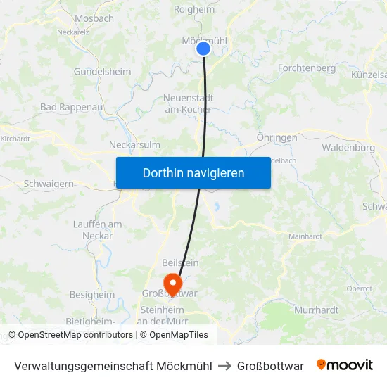 Verwaltungsgemeinschaft Möckmühl to Großbottwar map