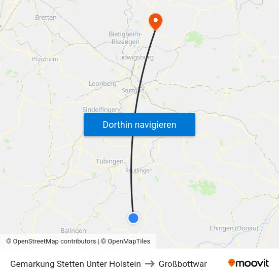 Gemarkung Stetten Unter Holstein to Großbottwar map