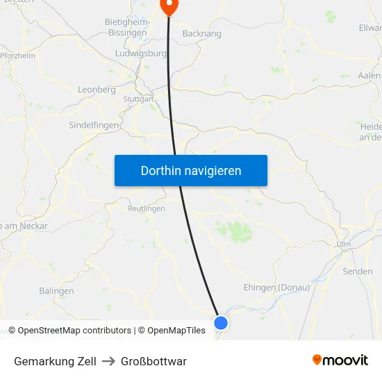 Gemarkung Zell to Großbottwar map