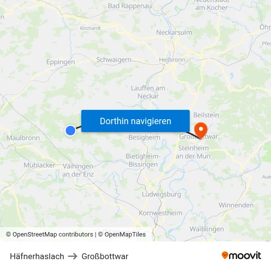 Häfnerhaslach to Großbottwar map