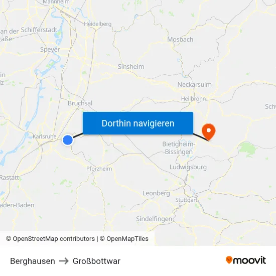Berghausen to Großbottwar map