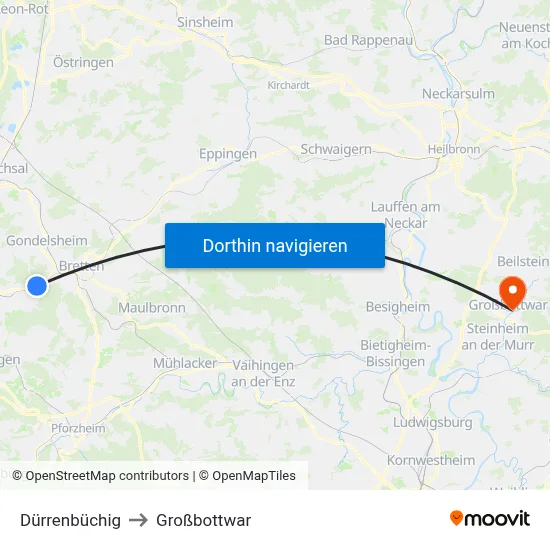 Dürrenbüchig to Großbottwar map