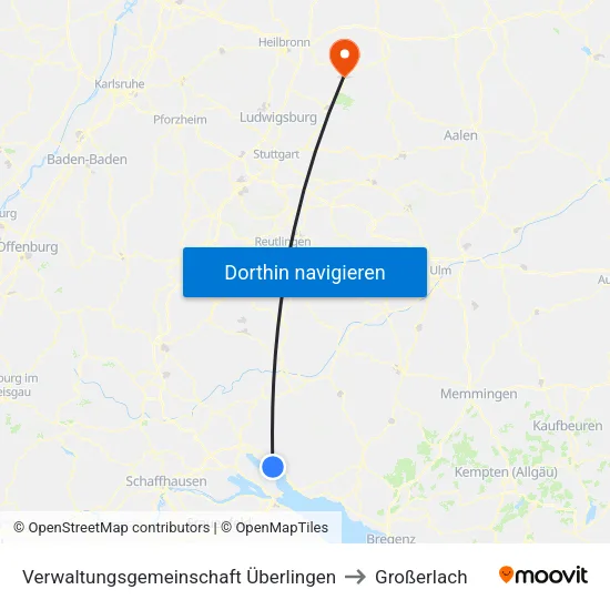 Verwaltungsgemeinschaft Überlingen to Großerlach map
