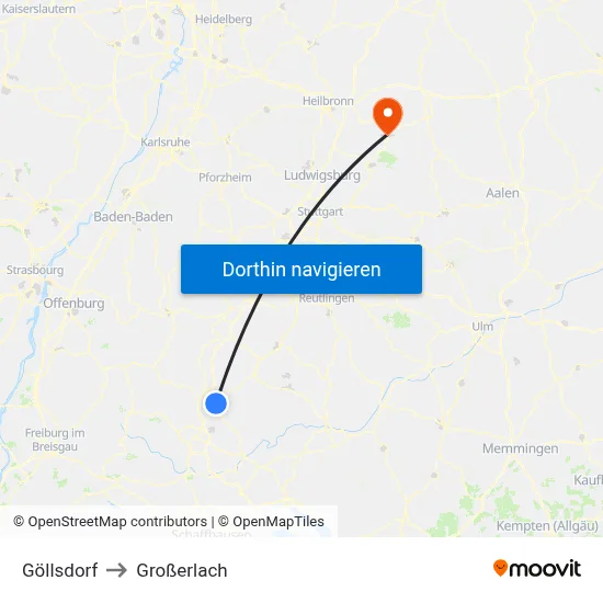 Göllsdorf to Großerlach map