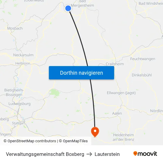 Verwaltungsgemeinschaft Boxberg to Lauterstein map