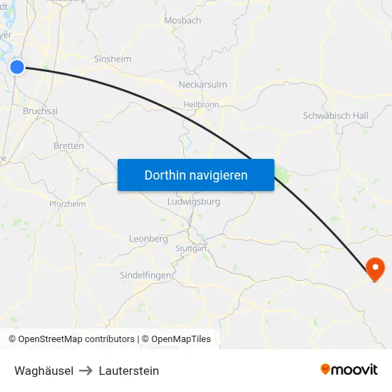 Waghäusel to Lauterstein map