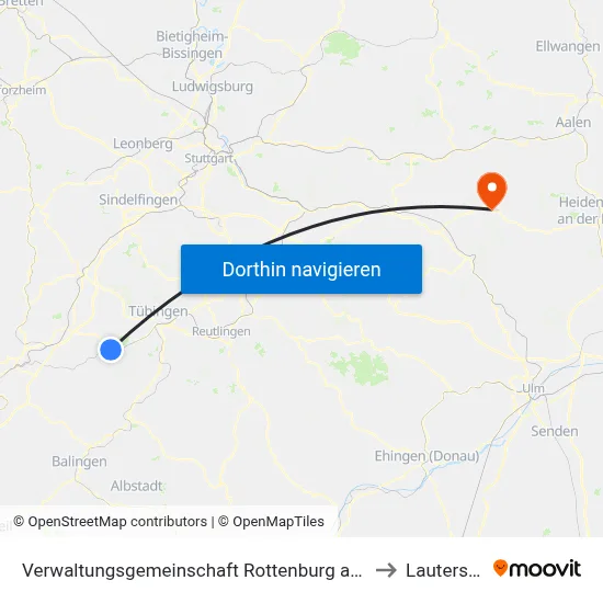 Verwaltungsgemeinschaft Rottenburg am Neckar to Lauterstein map