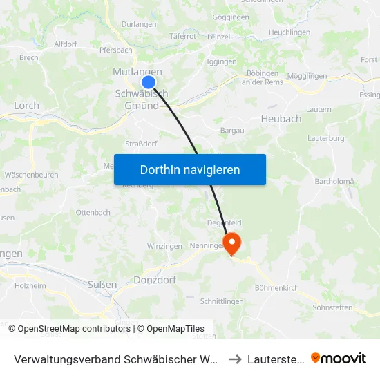 Verwaltungsverband Schwäbischer Wald to Lauterstein map