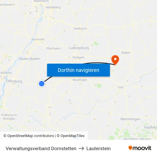 Verwaltungsverband Dornstetten to Lauterstein map
