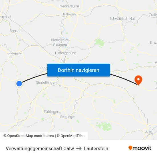 Verwaltungsgemeinschaft Calw to Lauterstein map
