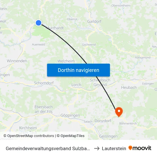 Gemeindeverwaltungsverband Sulzbach to Lauterstein map