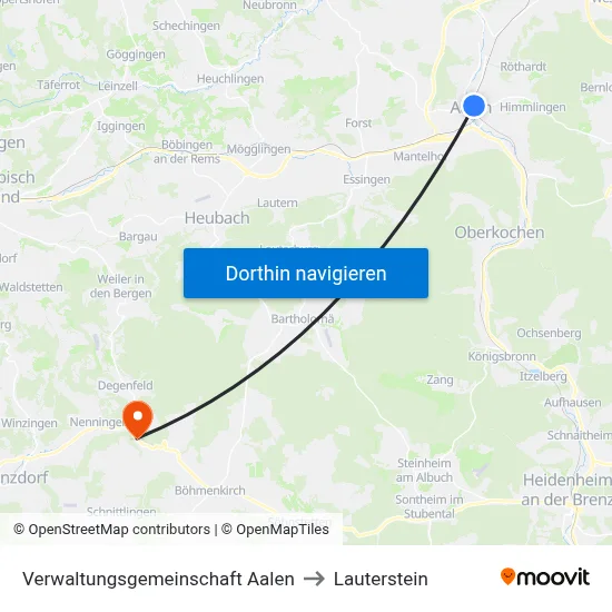Verwaltungsgemeinschaft Aalen to Lauterstein map