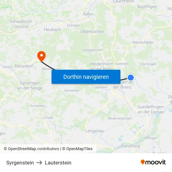 Syrgenstein to Lauterstein map