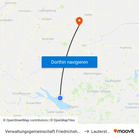 Verwaltungsgemeinschaft Friedrichshafen to Lauterstein map