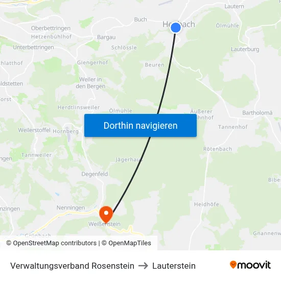 Verwaltungsverband Rosenstein to Lauterstein map
