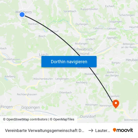 Vereinbarte Verwaltungsgemeinschaft Der Stadt Welzheim to Lauterstein map