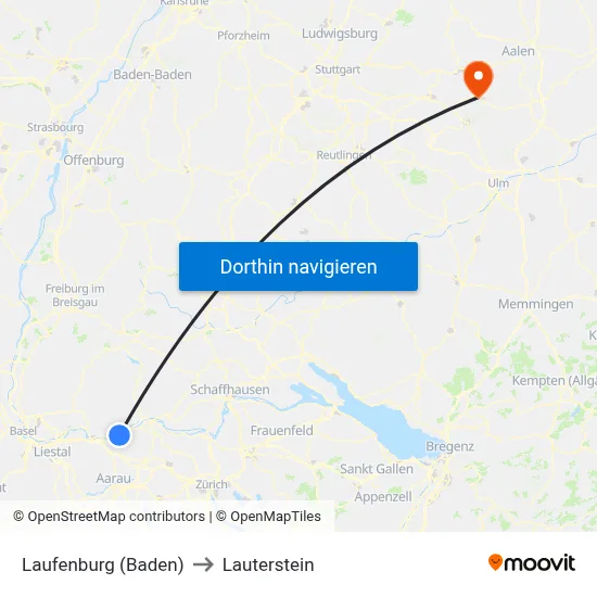 Laufenburg (Baden) to Lauterstein map