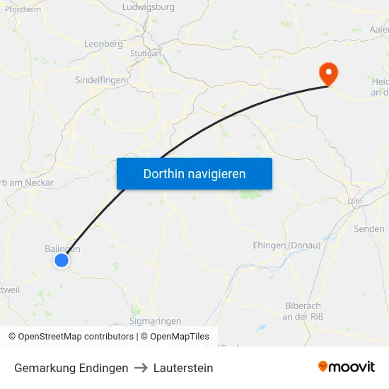 Gemarkung Endingen to Lauterstein map