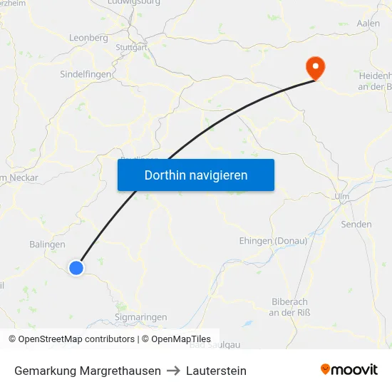 Gemarkung Margrethausen to Lauterstein map