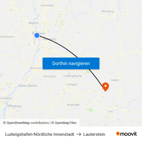 Ludwigshafen-Nördliche Innenstadt to Lauterstein map