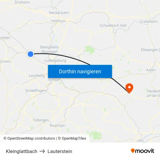 Kleinglattbach to Lauterstein map
