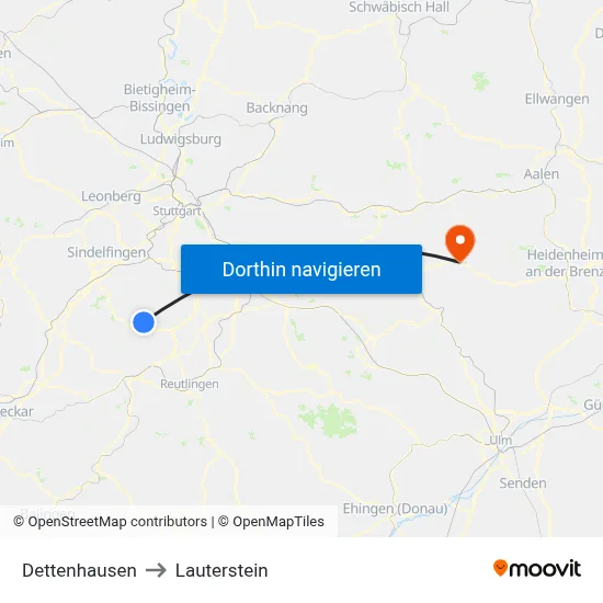 Dettenhausen to Lauterstein map