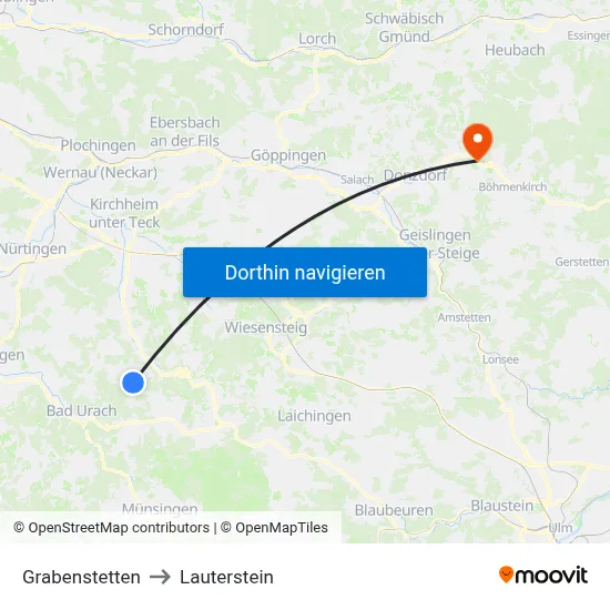 Grabenstetten to Lauterstein map