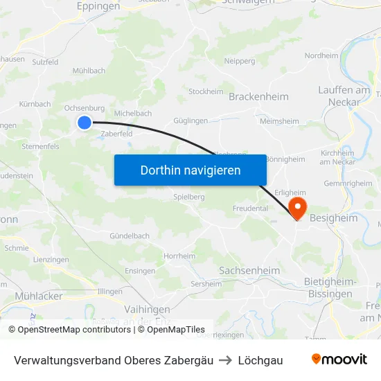 Verwaltungsverband Oberes Zabergäu to Löchgau map