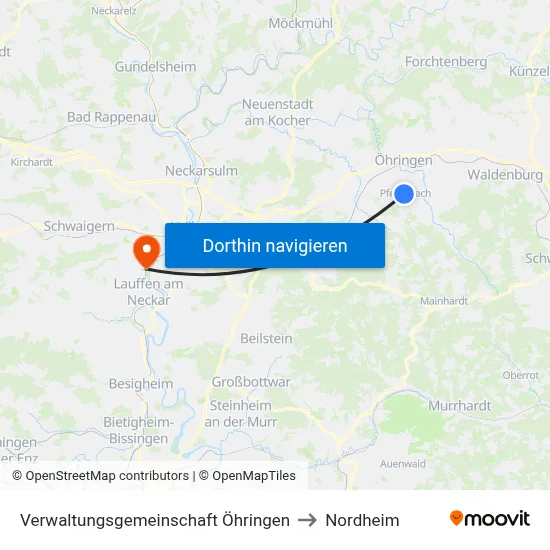 Verwaltungsgemeinschaft Öhringen to Nordheim map
