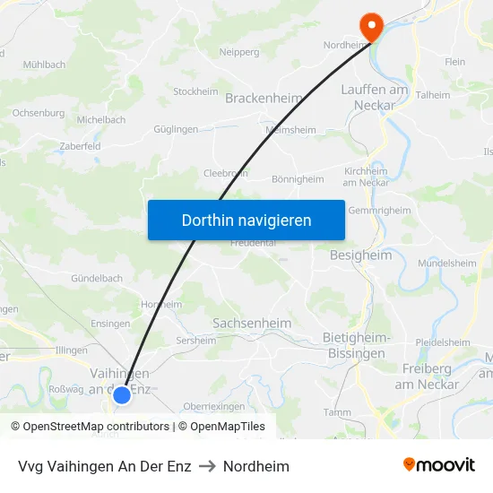 Vvg Vaihingen An Der Enz to Nordheim map