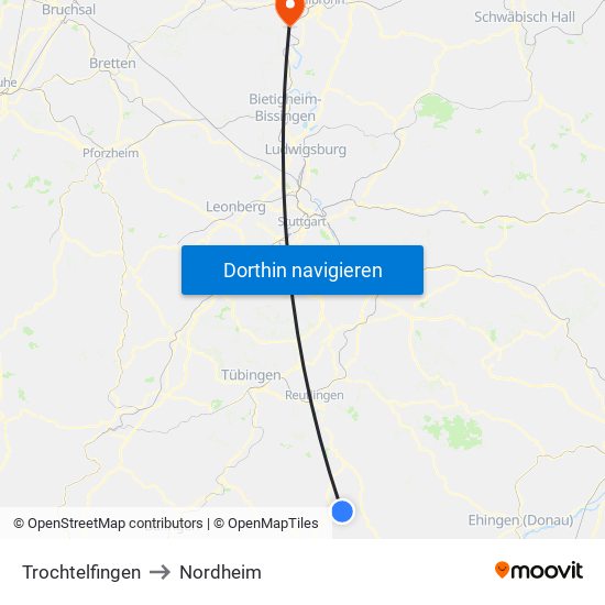 Trochtelfingen to Nordheim map