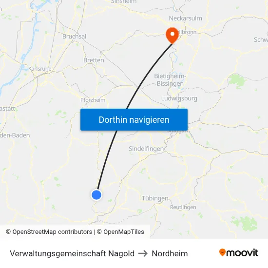 Verwaltungsgemeinschaft Nagold to Nordheim map