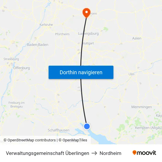 Verwaltungsgemeinschaft Überlingen to Nordheim map
