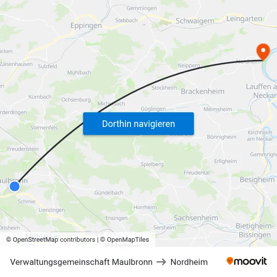 Verwaltungsgemeinschaft Maulbronn to Nordheim map