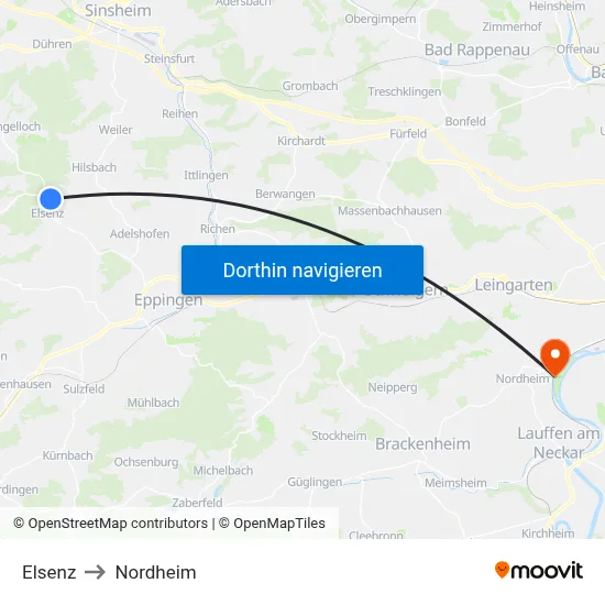 Elsenz to Nordheim map