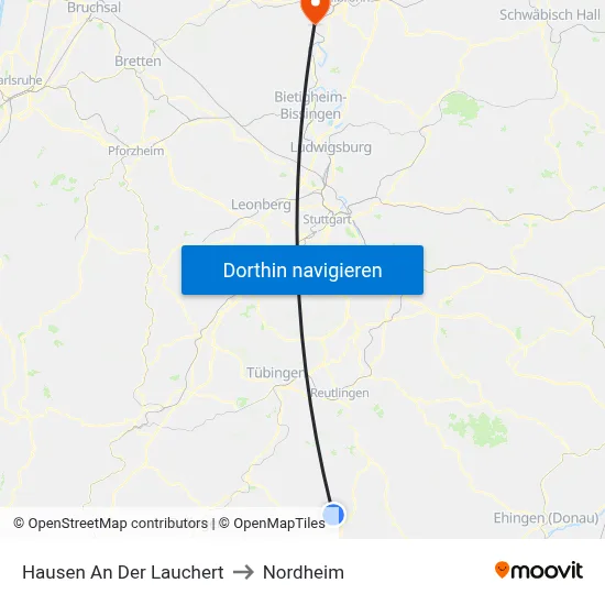 Hausen An Der Lauchert to Nordheim map